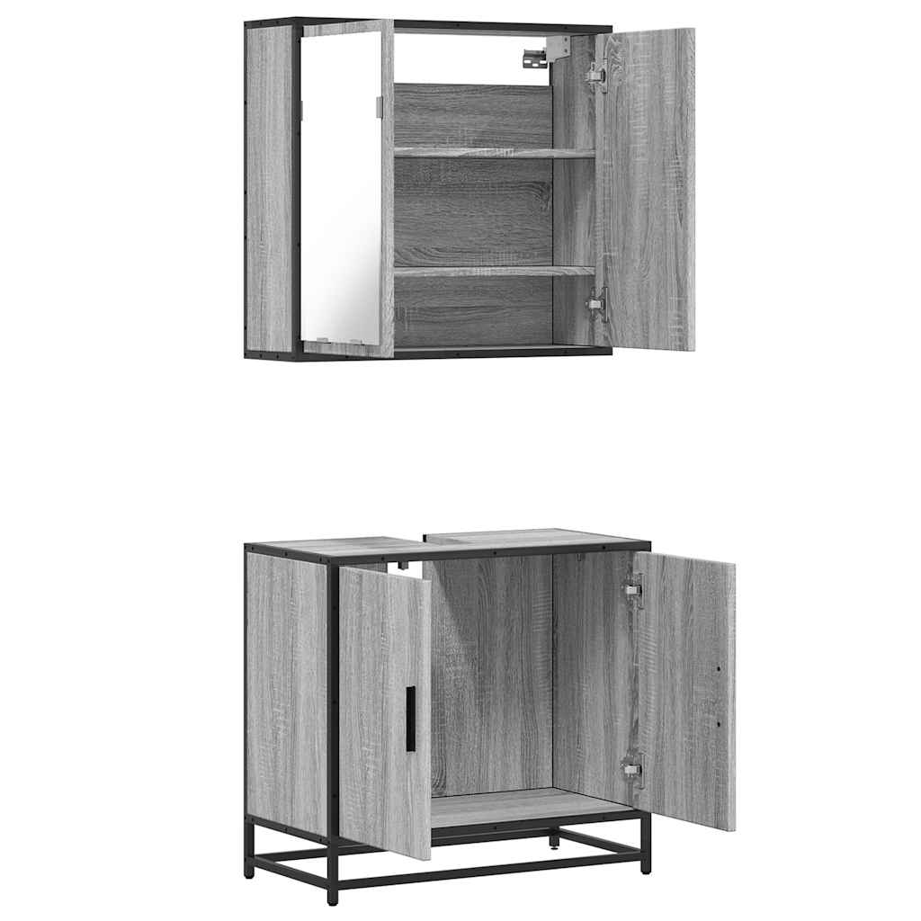 vidaXL Ensemble de meubles de salle de bain 2 pcs Gris Chêne Sonoma Aggloméré