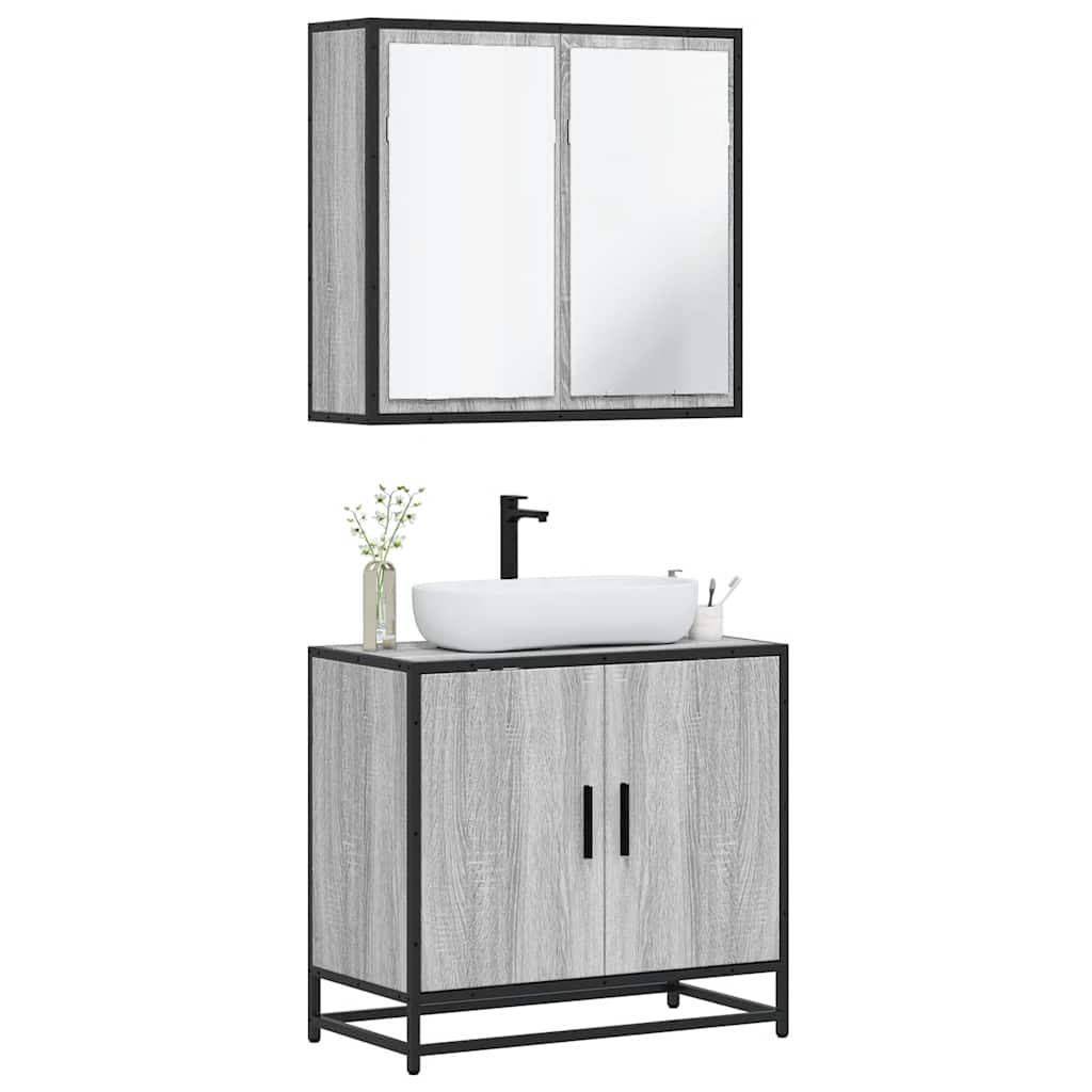 vidaXL Ensemble de meubles de salle de bain 2 pcs Gris Chêne Sonoma Aggloméré