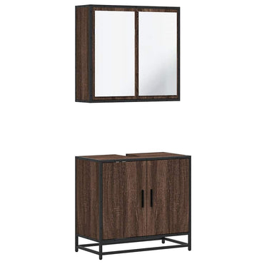vidaXL 2-tlg. Badmöbel-Set Braun Eichen-Optik Holzwerkstoff