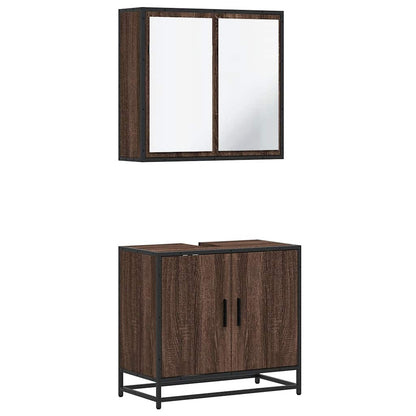 vidaXL 2-tlg. Badmöbel-Set Braun Eichen-Optik Holzwerkstoff