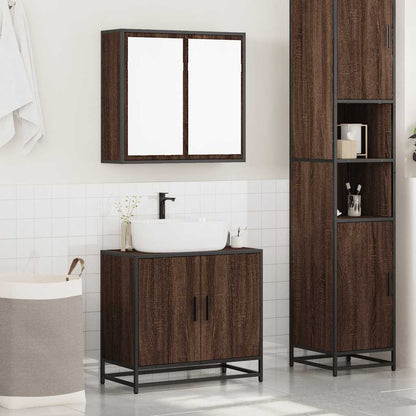 vidaXL 2-tlg. Badmöbel-Set Braun Eichen-Optik Holzwerkstoff