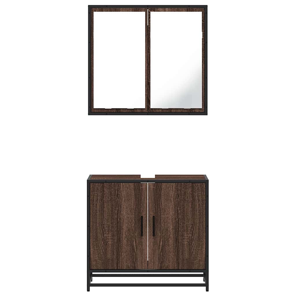 vidaXL 2-tlg. Badmöbel-Set Braun Eichen-Optik Holzwerkstoff