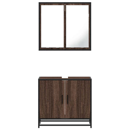 vidaXL 2-tlg. Badmöbel-Set Braun Eichen-Optik Holzwerkstoff