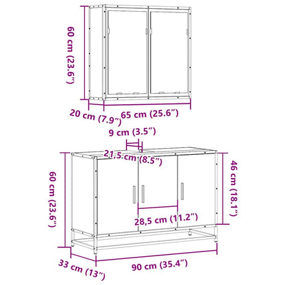 vidaXL 2-tlg. Badmöbel-Set Räuchereiche Holzwerkstoff