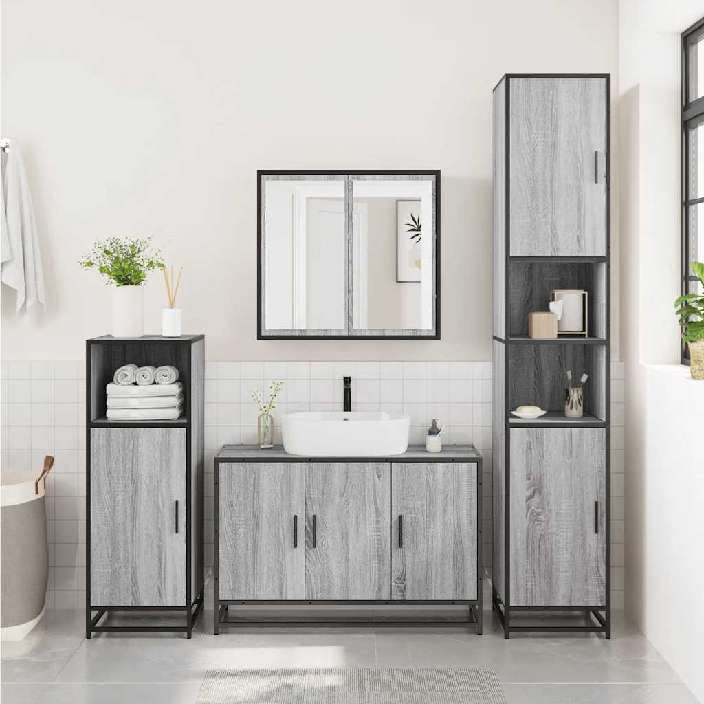 vidaXL Ensemble de meubles de salle de bain 2 pcs Gris Chêne Sonoma Aggloméré