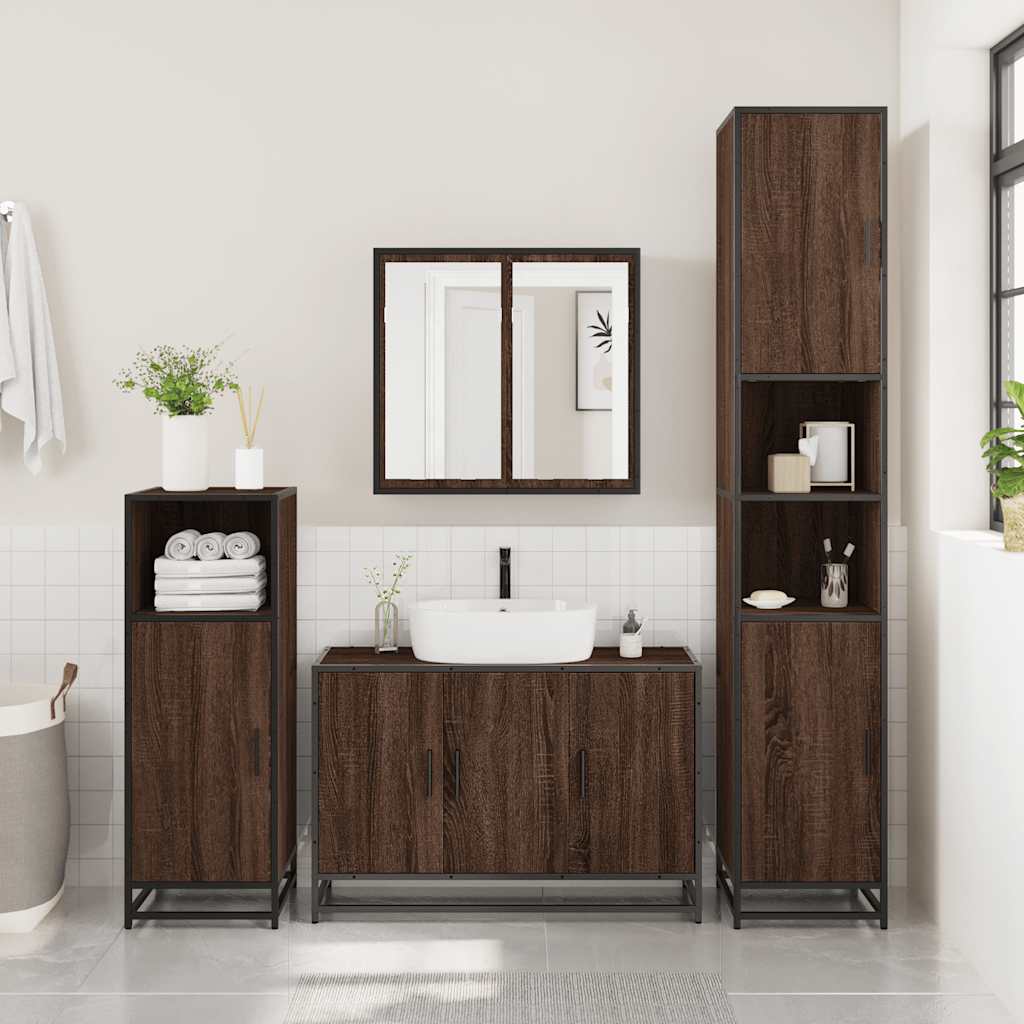 vidaXL Ensemble de meubles de salle de bain 2 pcs Aspect chêne marron Bois d'ingénierie