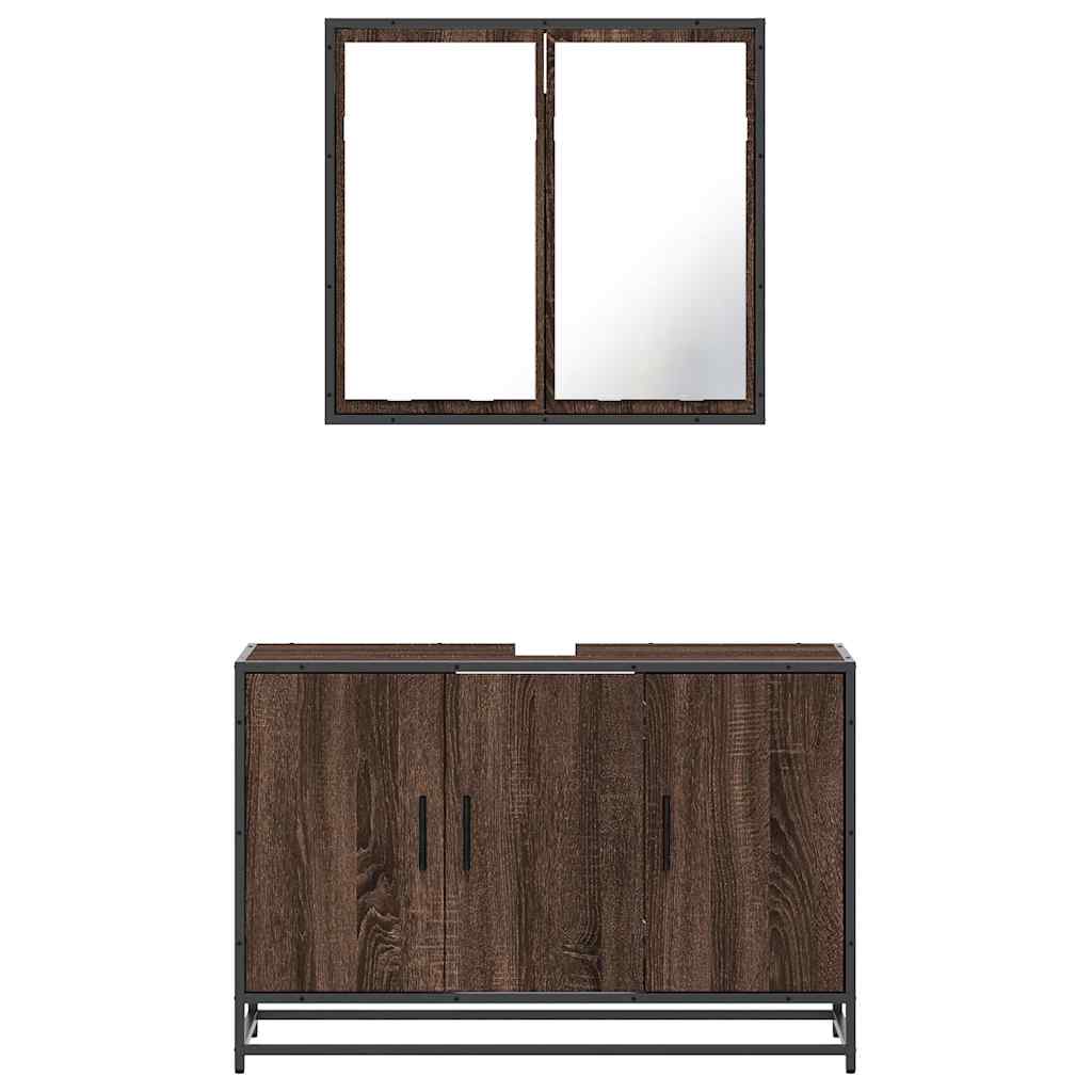 vidaXL Ensemble de meubles de salle de bain 2 pcs Aspect chêne marron Bois d'ingénierie