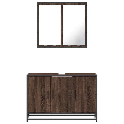 vidaXL Ensemble de meubles de salle de bain 2 pcs Aspect chêne marron Bois d'ingénierie