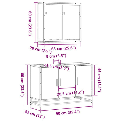 vidaXL Ensemble de meubles de salle de bain 2 pcs Aspect chêne marron Bois d'ingénierie