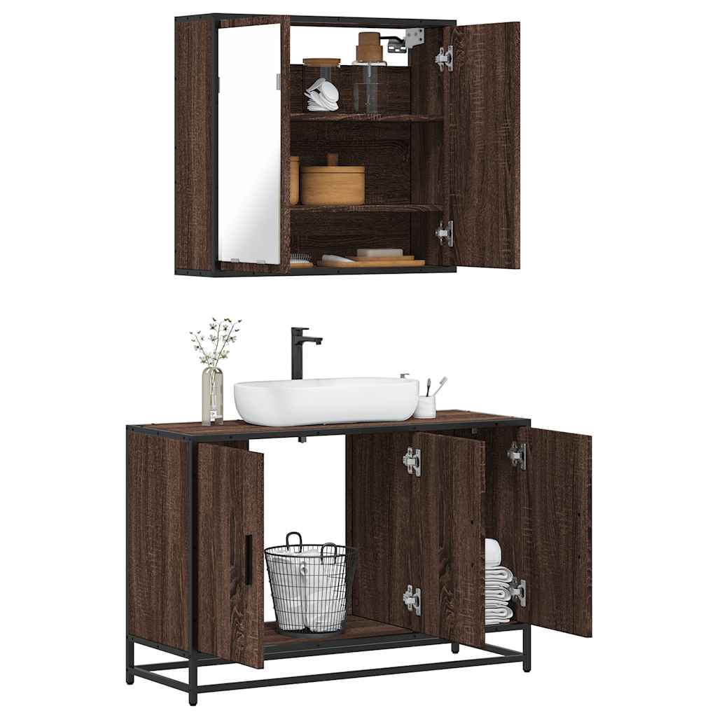 vidaXL Ensemble de meubles de salle de bain 2 pcs Aspect chêne marron Bois d'ingénierie