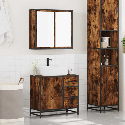 vidaXL Ensemble de meubles de salle de bain 2 pcs Bois d'ingénierie Chêne fumé