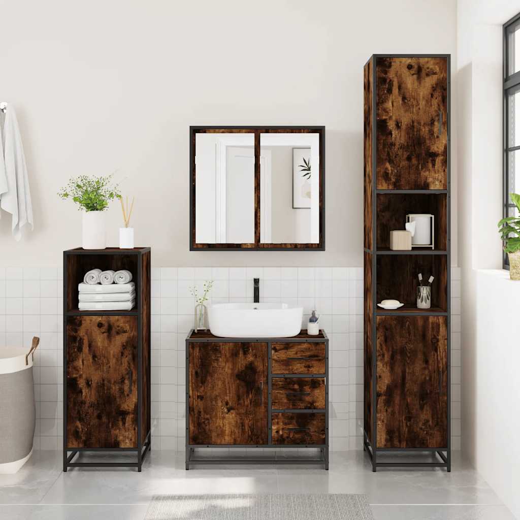 vidaXL Ensemble de meubles de salle de bain 2 pcs Bois d'ingénierie Chêne fumé