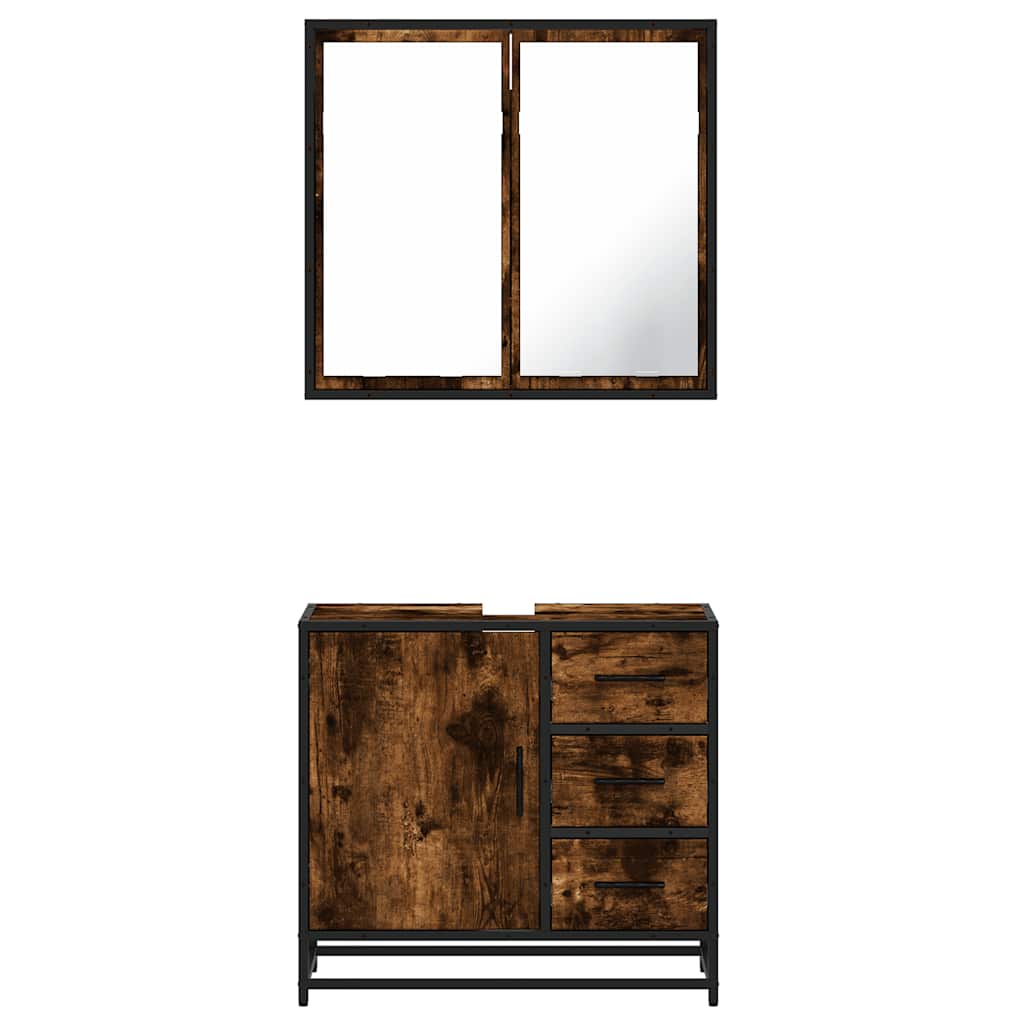 vidaXL Ensemble de meubles de salle de bain 2 pcs Bois d'ingénierie Chêne fumé