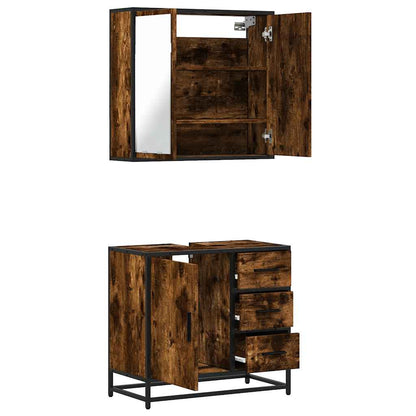 vidaXL Ensemble de meubles de salle de bain 2 pcs Bois d'ingénierie Chêne fumé