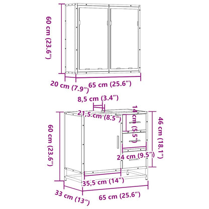 vidaXL Ensemble de meubles de salle de bain 2 pcs Bois d'ingénierie Chêne fumé