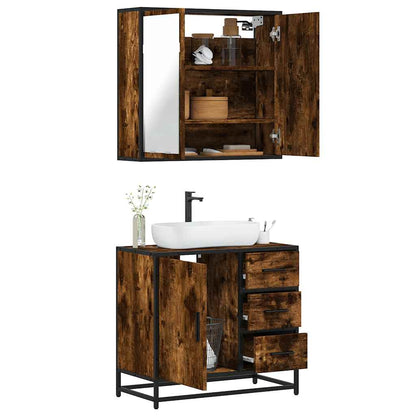 vidaXL Ensemble de meubles de salle de bain 2 pcs Bois d'ingénierie Chêne fumé