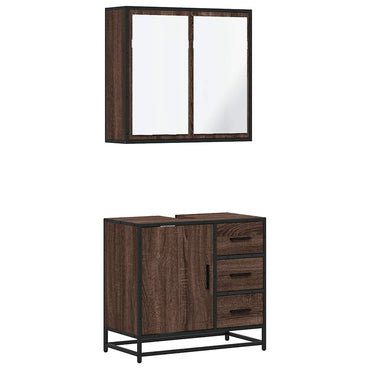 vidaXL 2-tlg. Badmöbel-Set Braun Eichen-Optik Holzwerkstoff