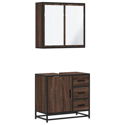 vidaXL 2-tlg. Badmöbel-Set Braun Eichen-Optik Holzwerkstoff