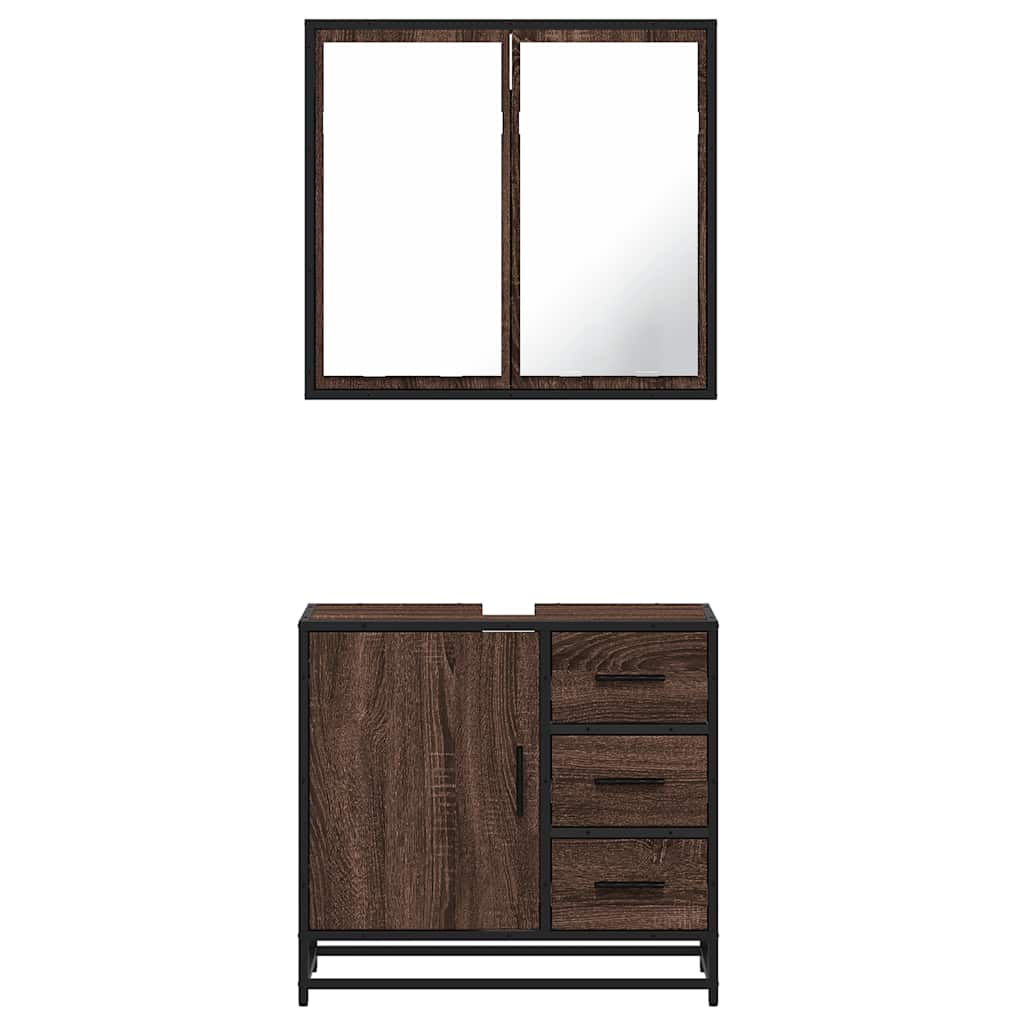 vidaXL 2-tlg. Badmöbel-Set Braun Eichen-Optik Holzwerkstoff