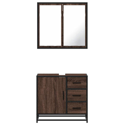vidaXL 2-tlg. Badmöbel-Set Braun Eichen-Optik Holzwerkstoff