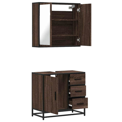 vidaXL 2-tlg. Badmöbel-Set Braun Eichen-Optik Holzwerkstoff