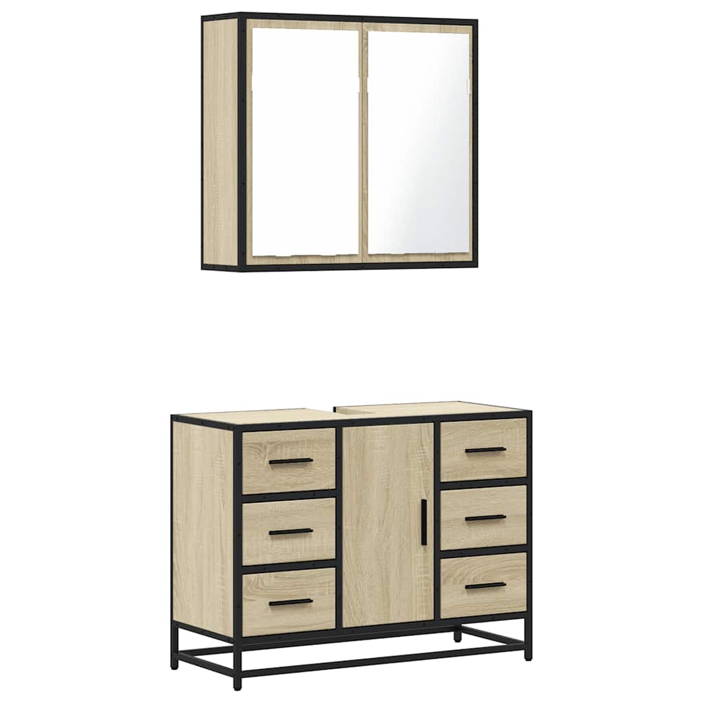 vidaXL Ensemble de meubles de salle de bain 2 pièces Aggloméré chêne Sonoma