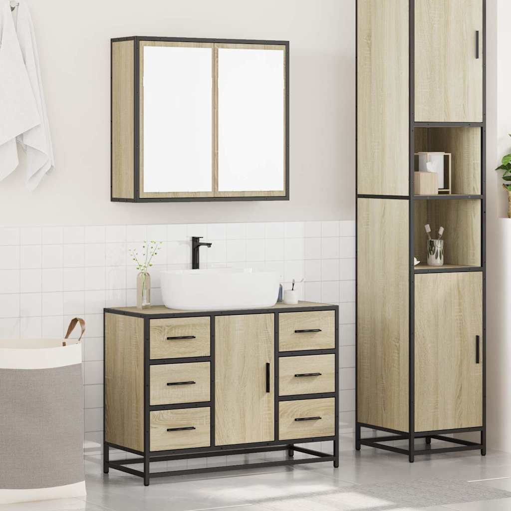vidaXL Ensemble de meubles de salle de bain 2 pièces Aggloméré chêne Sonoma