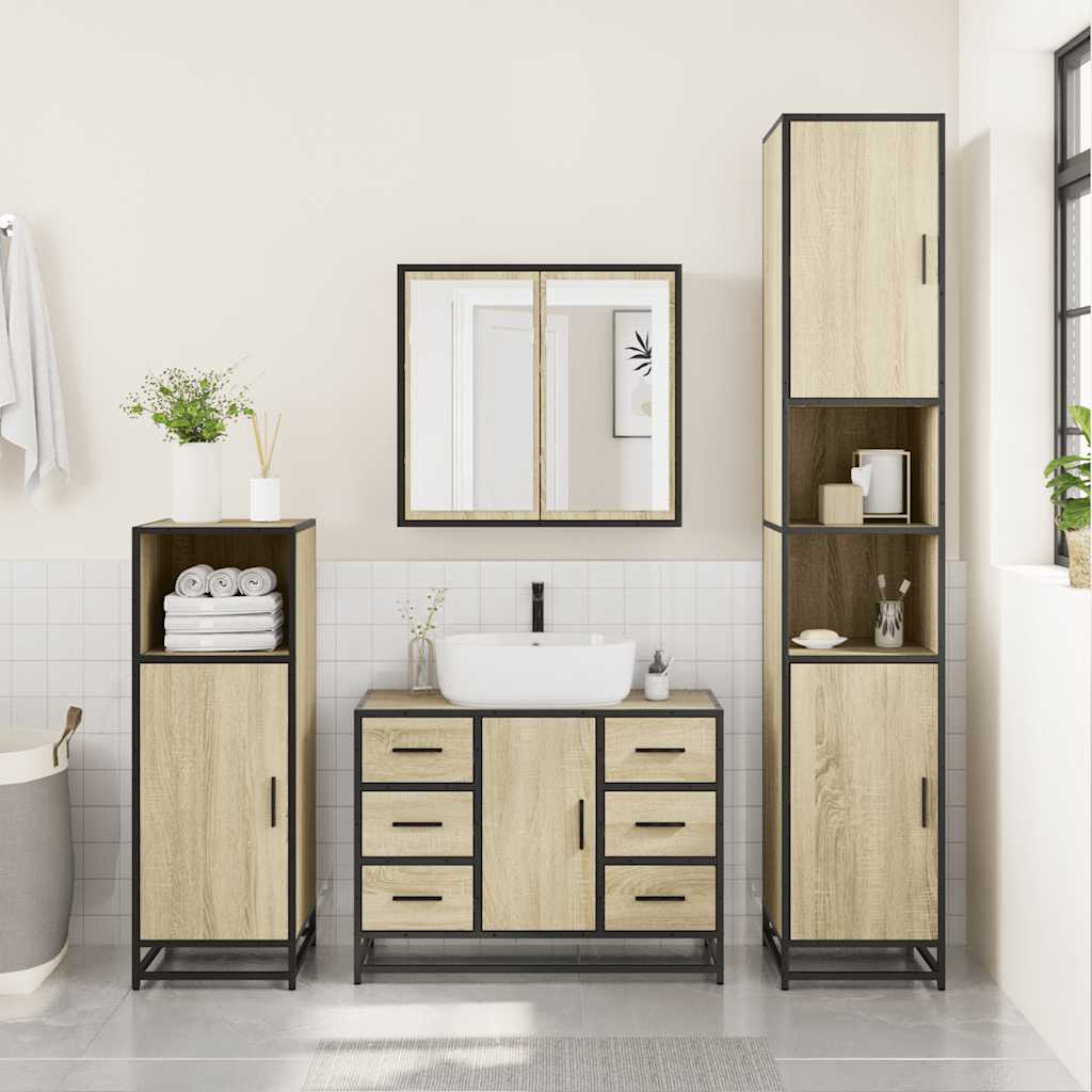 vidaXL Ensemble de meubles de salle de bain 2 pièces Aggloméré chêne Sonoma