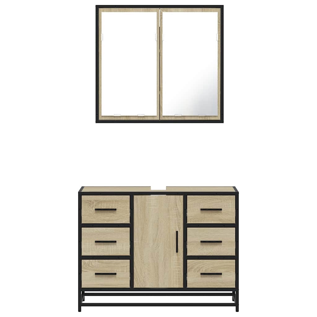 vidaXL Ensemble de meubles de salle de bain 2 pièces Aggloméré chêne Sonoma