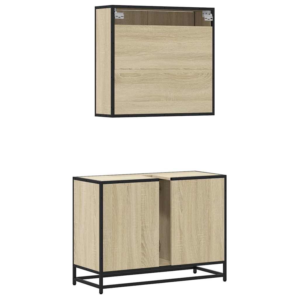 vidaXL Ensemble de meubles de salle de bain 2 pièces Aggloméré chêne Sonoma
