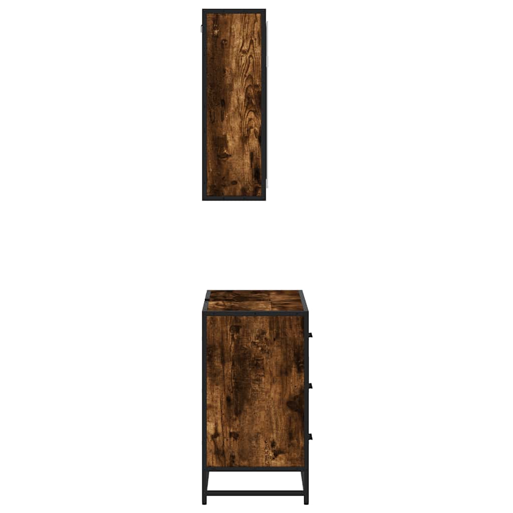 vidaXL 2-tlg. Badmöbel-Set Räuchereiche Holzwerkstoff