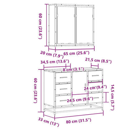 vidaXL 2-tlg. Badmöbel-Set Räuchereiche Holzwerkstoff