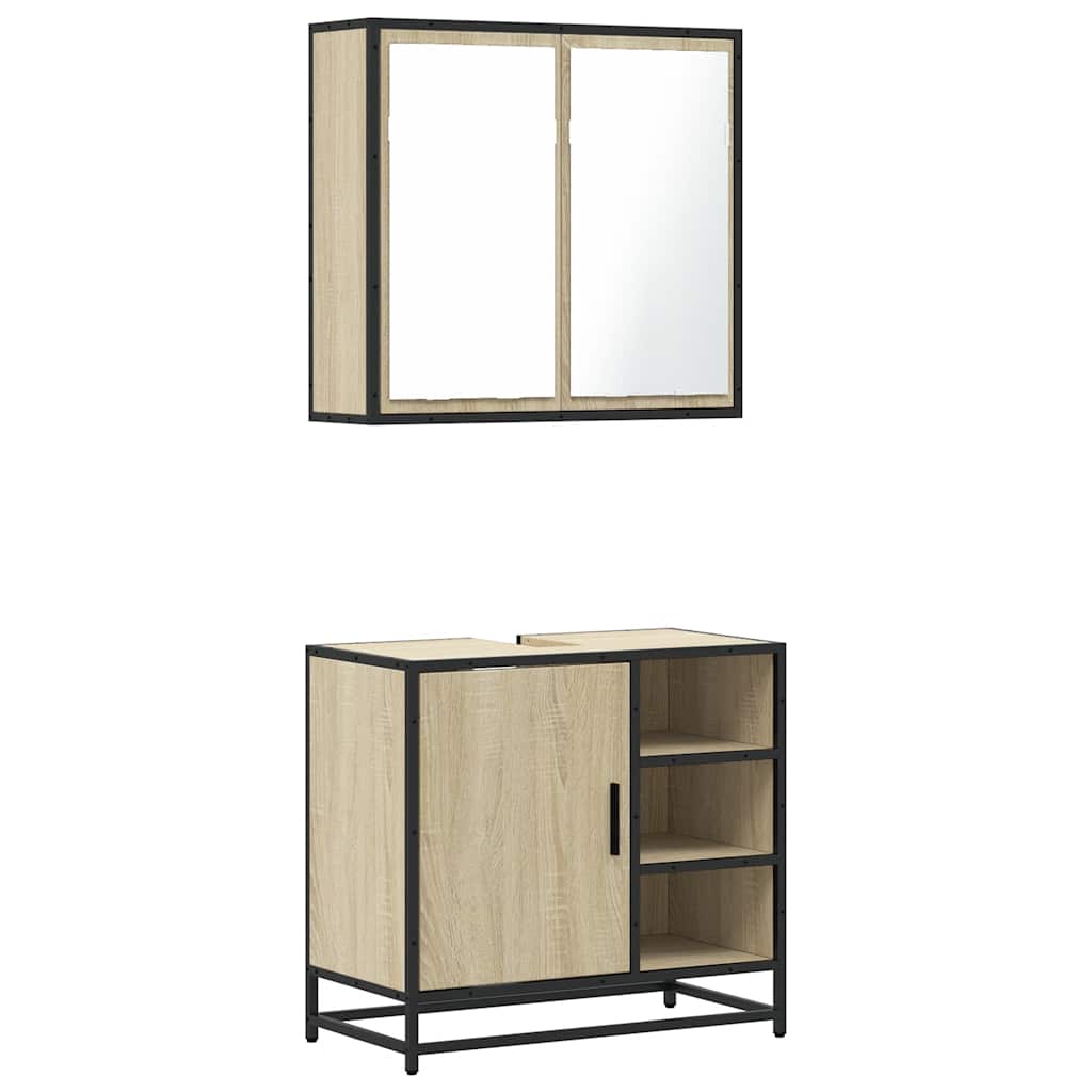 vidaXL Ensemble de meubles de salle de bain 2 pièces Aggloméré chêne Sonoma
