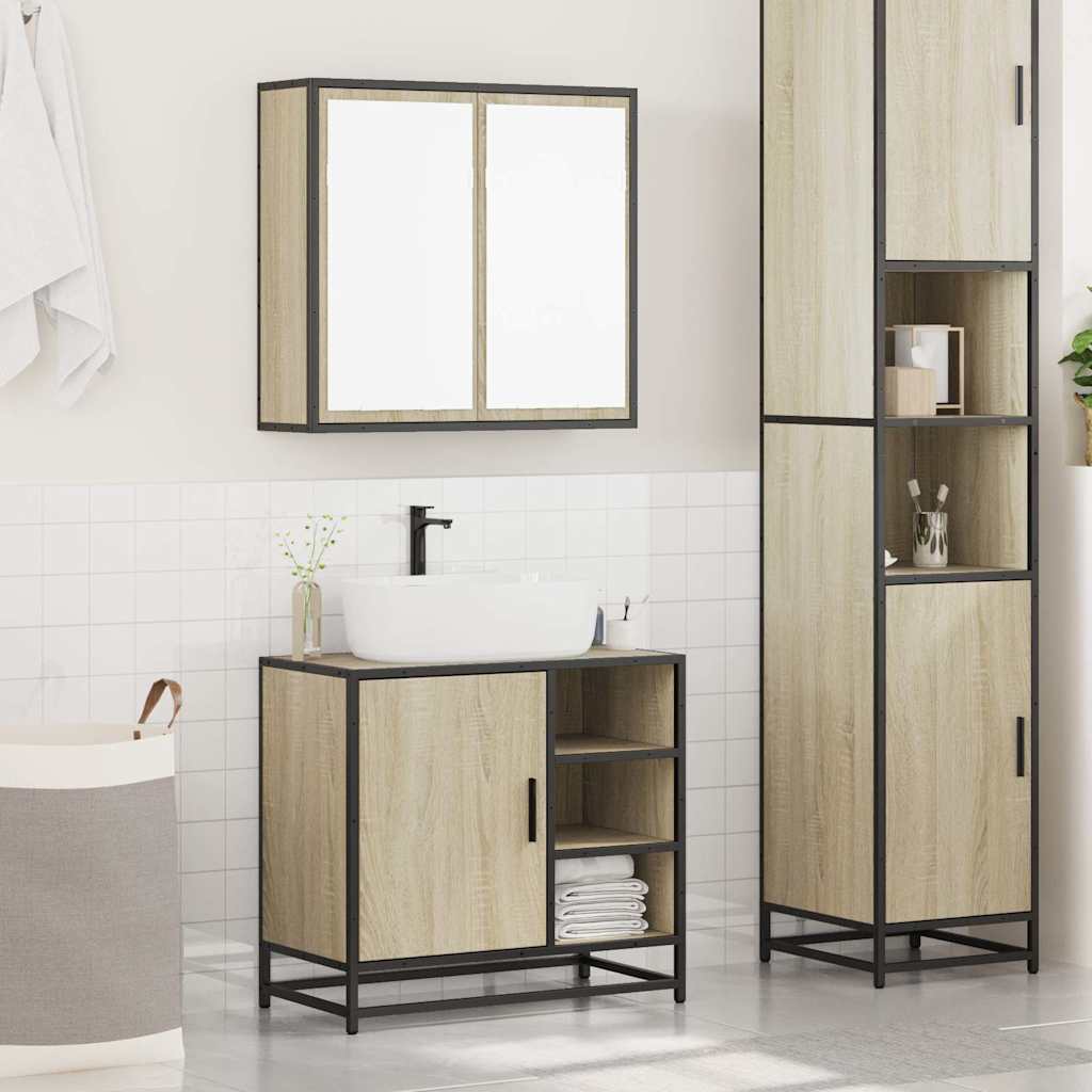 vidaXL Ensemble de meubles de salle de bain 2 pièces Aggloméré chêne Sonoma