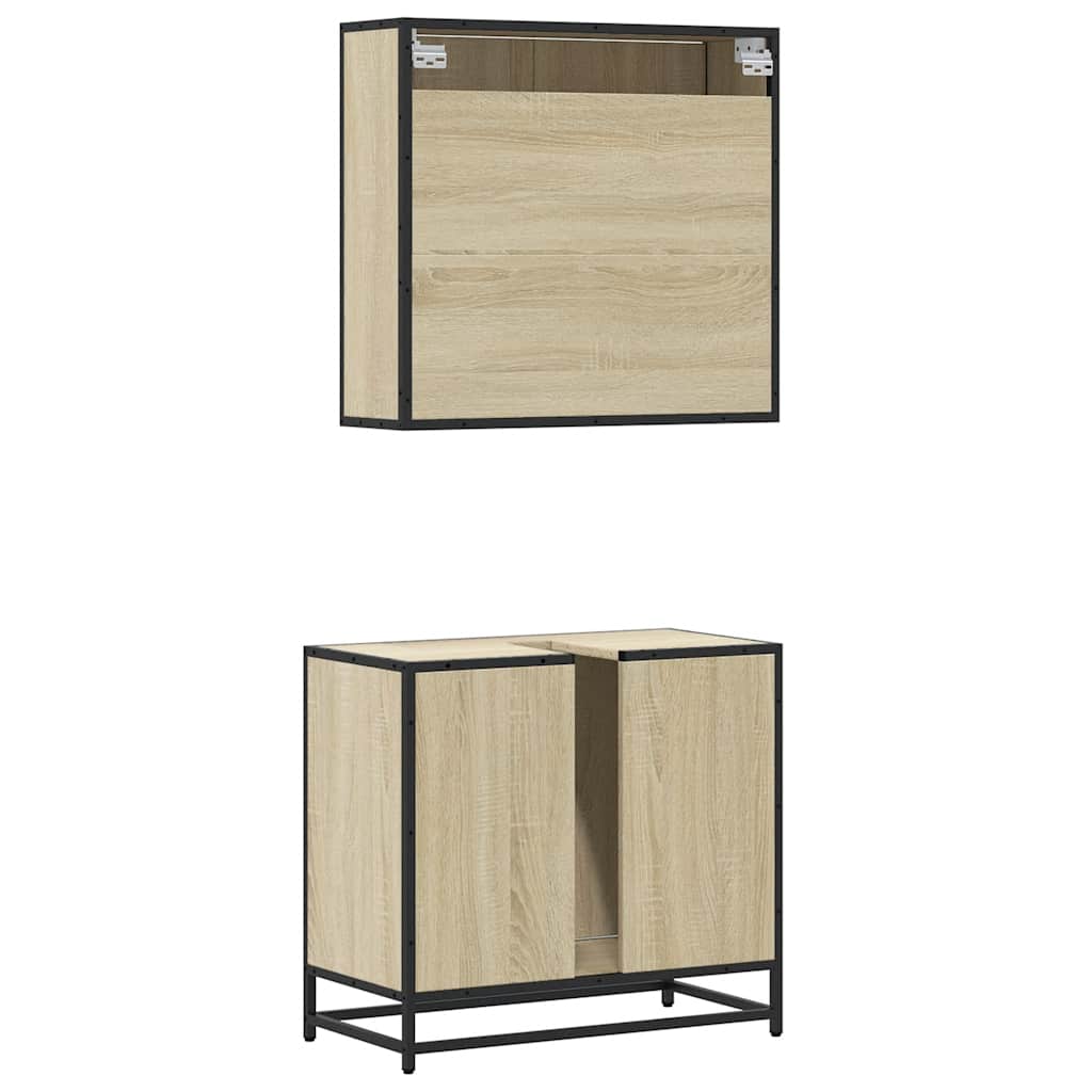 vidaXL Ensemble de meubles de salle de bain 2 pièces Aggloméré chêne Sonoma