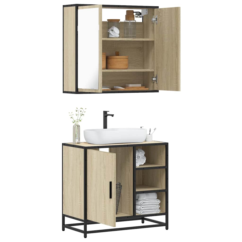 vidaXL Ensemble de meubles de salle de bain 2 pièces Aggloméré chêne Sonoma