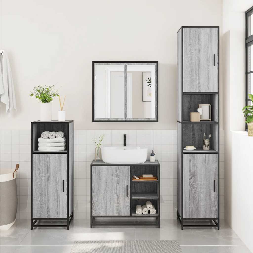 vidaXL Ensemble de meubles de salle de bain 2 pcs Gris Chêne Sonoma Aggloméré