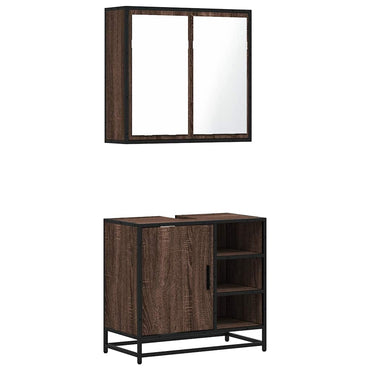 vidaXL 2-tlg. Badmöbel-Set Braun Eichen-Optik Holzwerkstoff