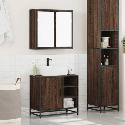 vidaXL 2-tlg. Badmöbel-Set Braun Eichen-Optik Holzwerkstoff