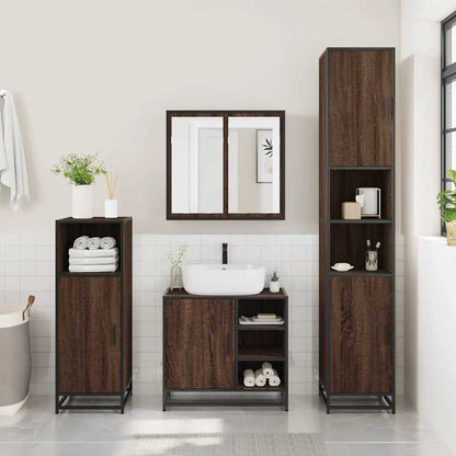 vidaXL 2-tlg. Badmöbel-Set Braun Eichen-Optik Holzwerkstoff