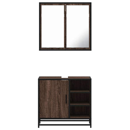vidaXL 2-tlg. Badmöbel-Set Braun Eichen-Optik Holzwerkstoff
