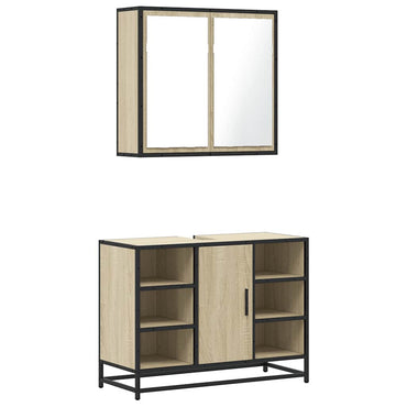 vidaXL Ensemble de meubles de salle de bain 2 pièces Aggloméré chêne Sonoma
