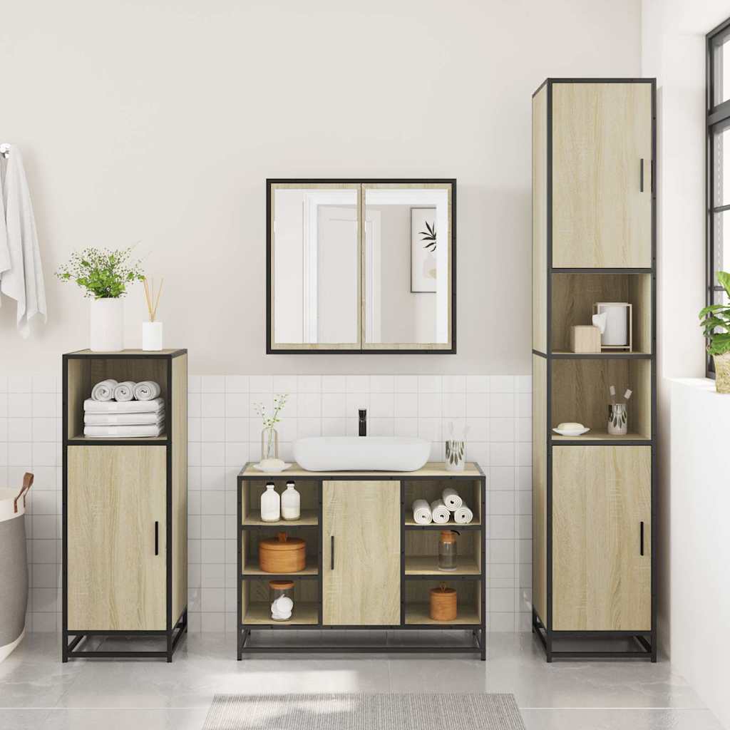 vidaXL Ensemble de meubles de salle de bain 2 pièces Aggloméré chêne Sonoma