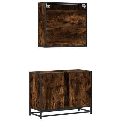 vidaXL 2-tlg. Badmöbel-Set Räuchereiche Holzwerkstoff