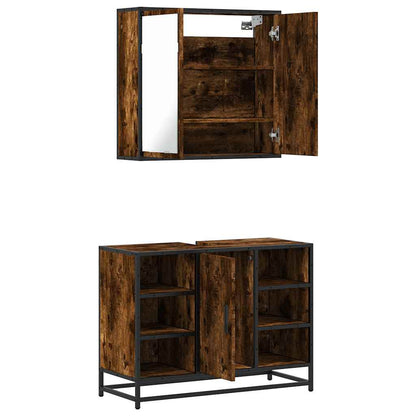 vidaXL 2-tlg. Badmöbel-Set Räuchereiche Holzwerkstoff