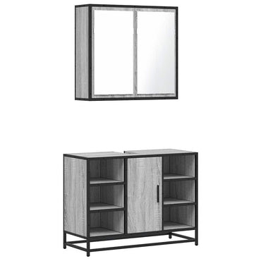 vidaXL Ensemble de meubles de salle de bain 2 pcs Gris Chêne Sonoma Aggloméré