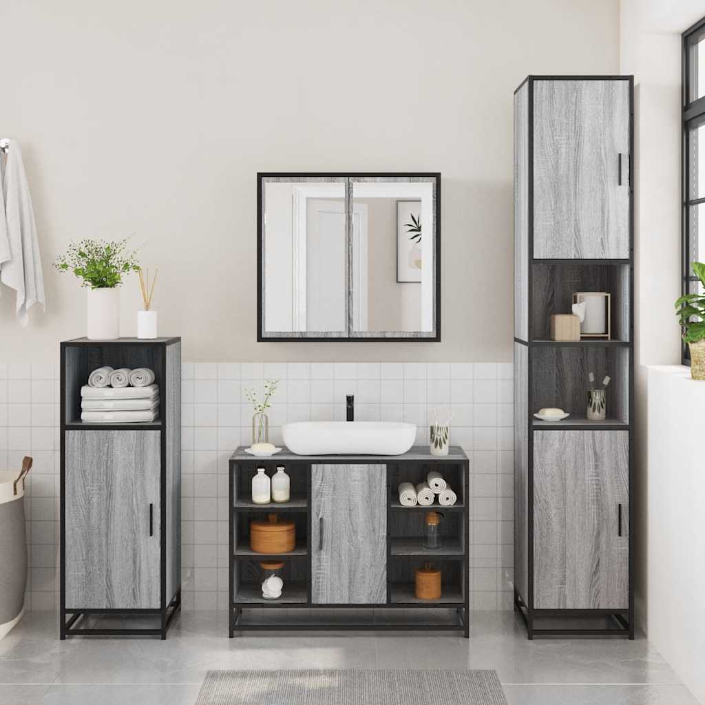 vidaXL Ensemble de meubles de salle de bain 2 pcs Gris Chêne Sonoma Aggloméré