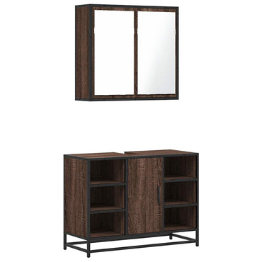 vidaXL 2-tlg. Badmöbel-Set Braun Eichen-Optik Holzwerkstoff