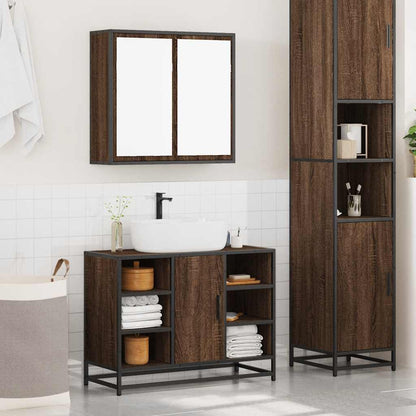 vidaXL 2-tlg. Badmöbel-Set Braun Eichen-Optik Holzwerkstoff