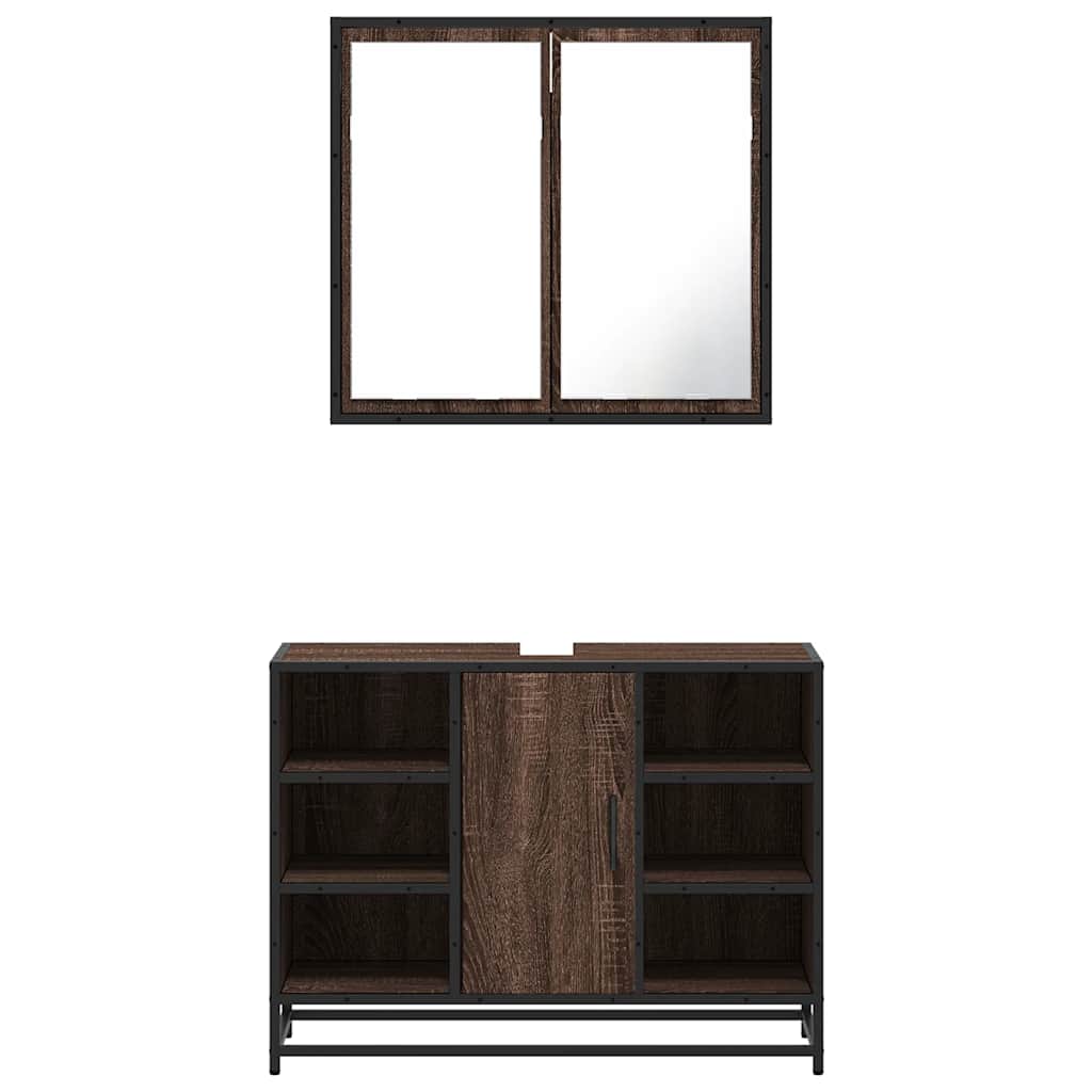 vidaXL 2-tlg. Badmöbel-Set Braun Eichen-Optik Holzwerkstoff
